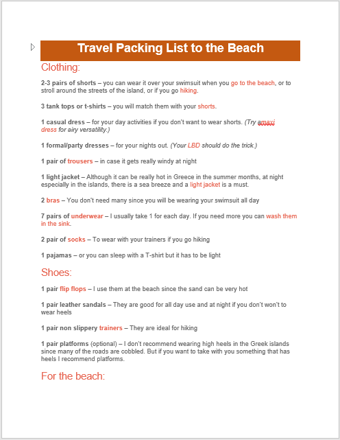 Packing List Template 03