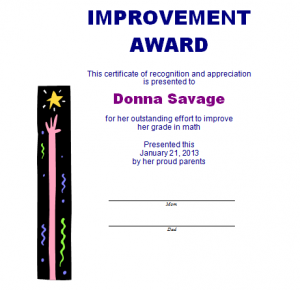 Improvement Award Template