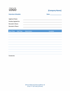Interview Schedule Template