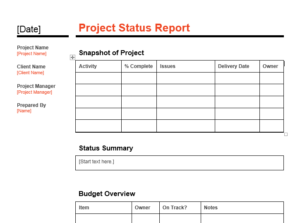 Project status report template 01