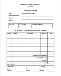 Purchase Order Template MS Word 07