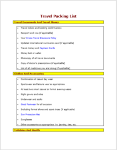Packing List Template 11