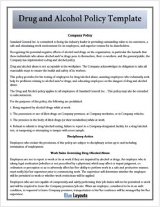 Drug and Alcohol Policy Template.