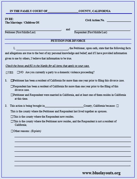 Divorce Papers Template 05