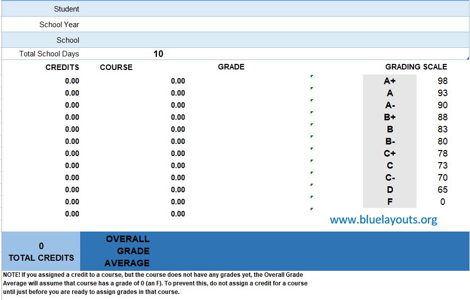Grade Book template 04
