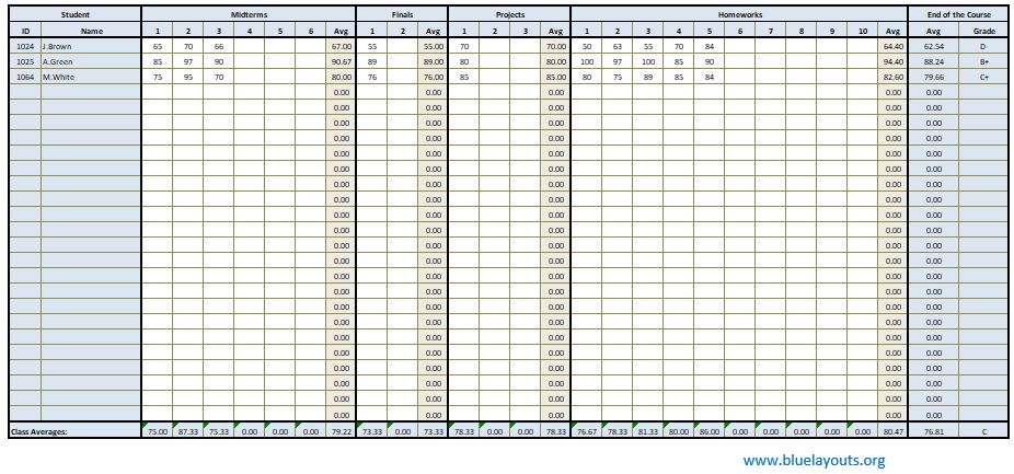 Grade Book template 05