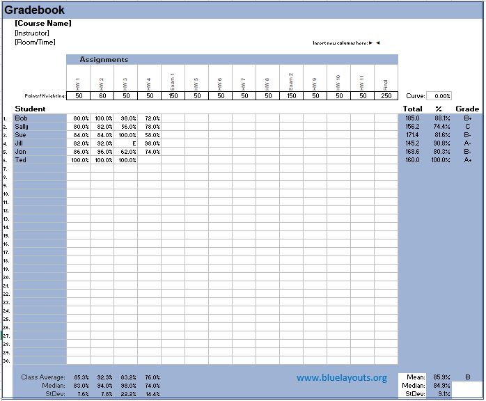 Grade Book template 07