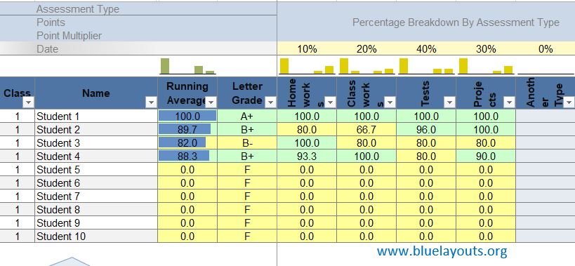Grade Book template 10