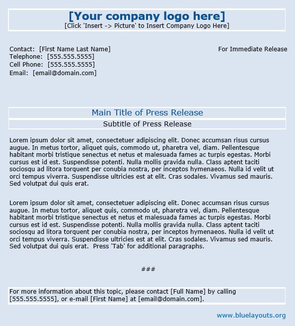 press release template 07