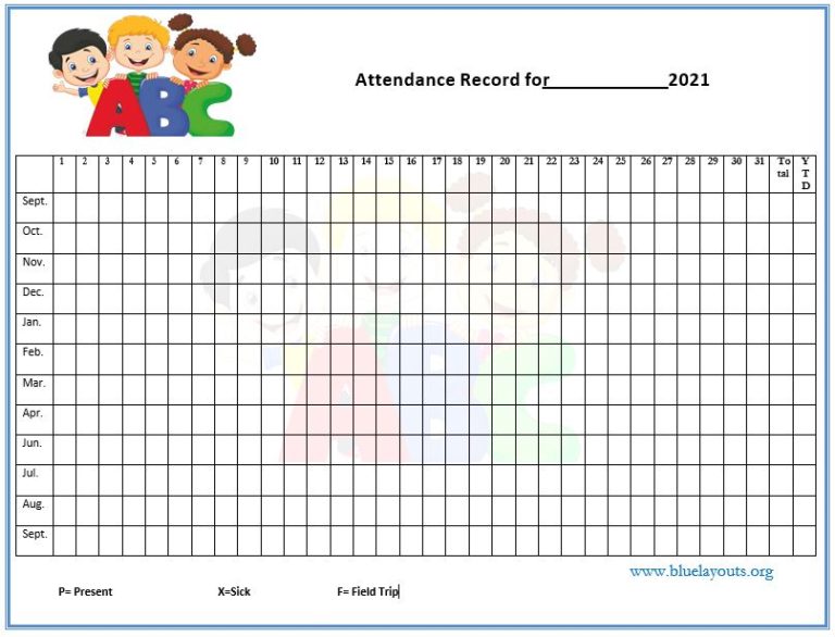 10 Free Attendance Sheet Templates Blue Layouts