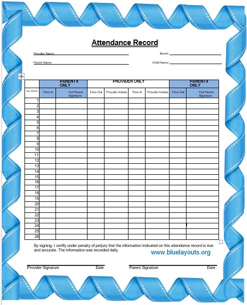 Attendance Sheet Template 07