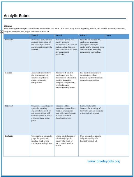 Grading Rubric Template 08