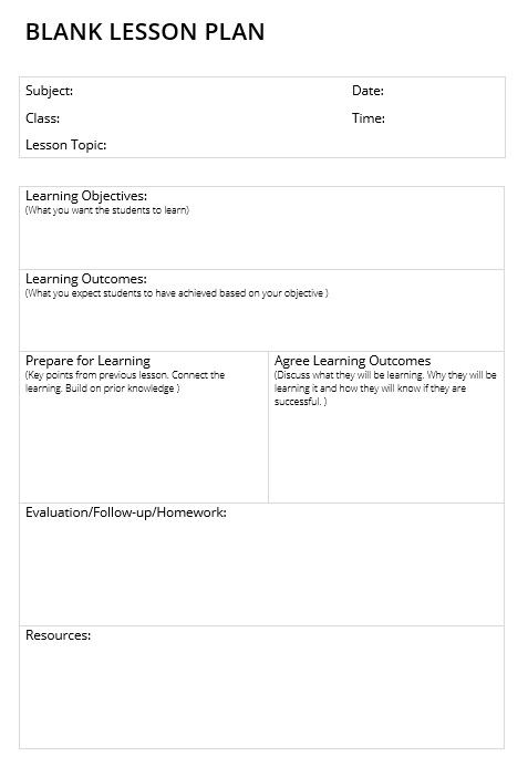 Blank Lesson Plan Template