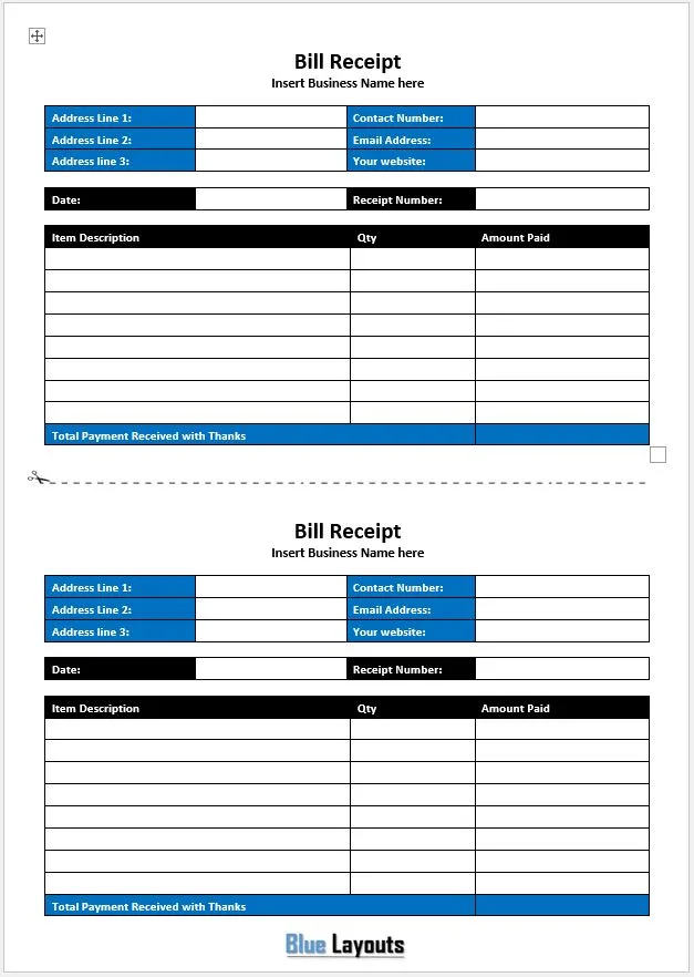 Bill Receipt Template 02