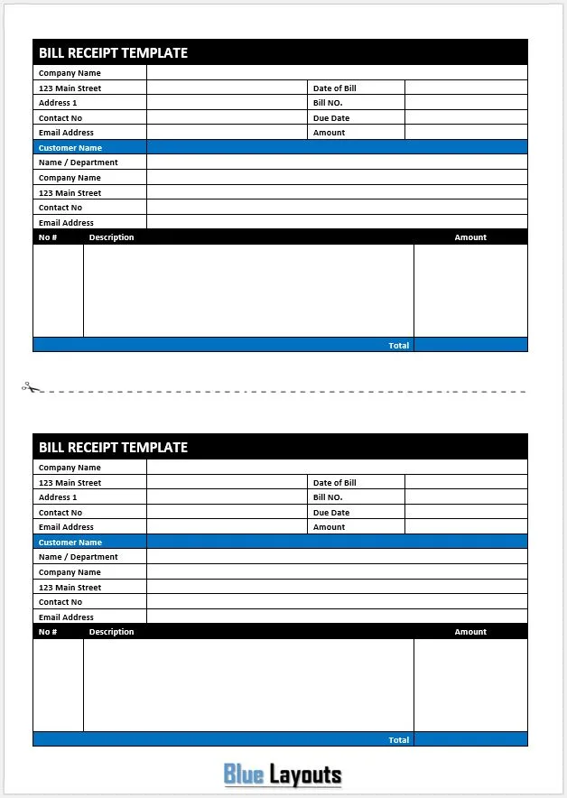 Bill Receipt Template 03