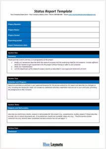 Machine Status Report Sample Status Report Template 01 - Blue Layouts