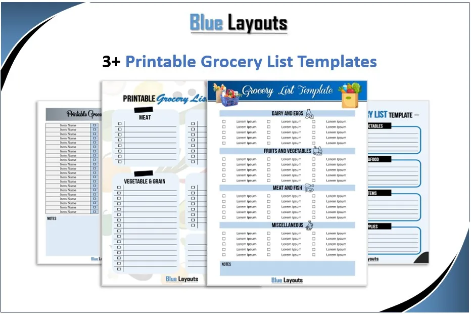 Printable Grocery List Templates