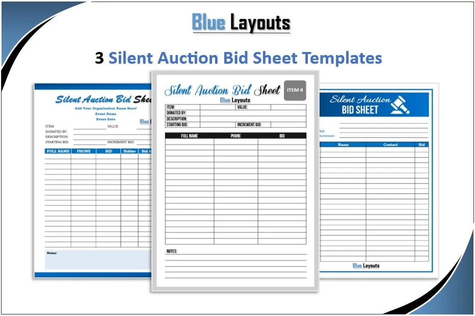 Silent Auction Bid Sheet Templates