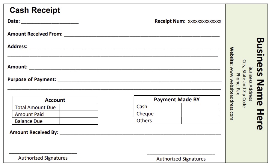 Cash Receipt Template 01