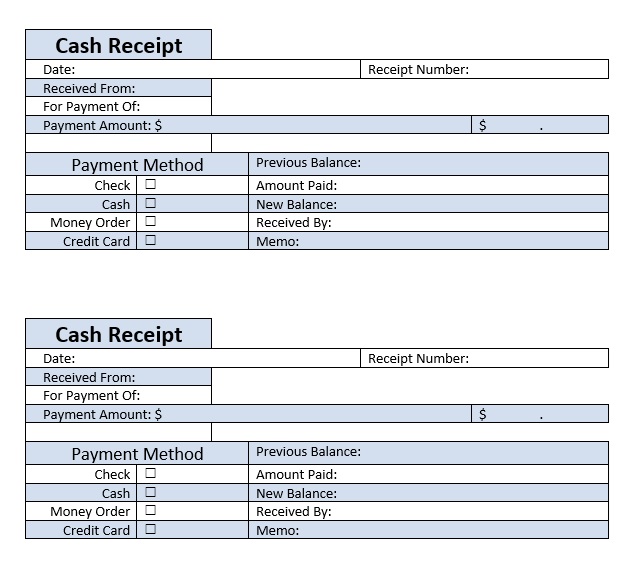 Cash Receipt Template – Word