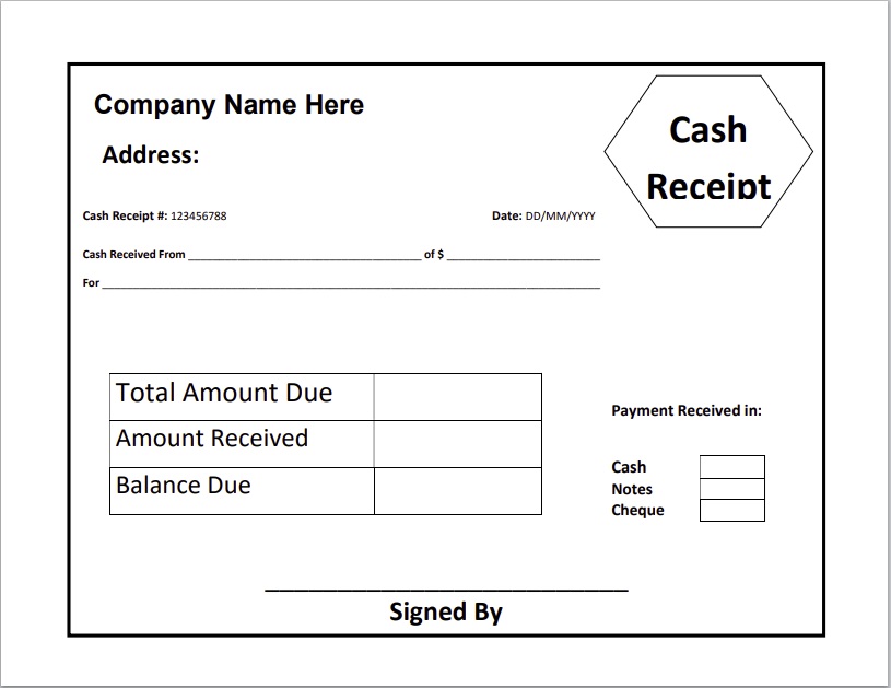 Cash Receipt Template