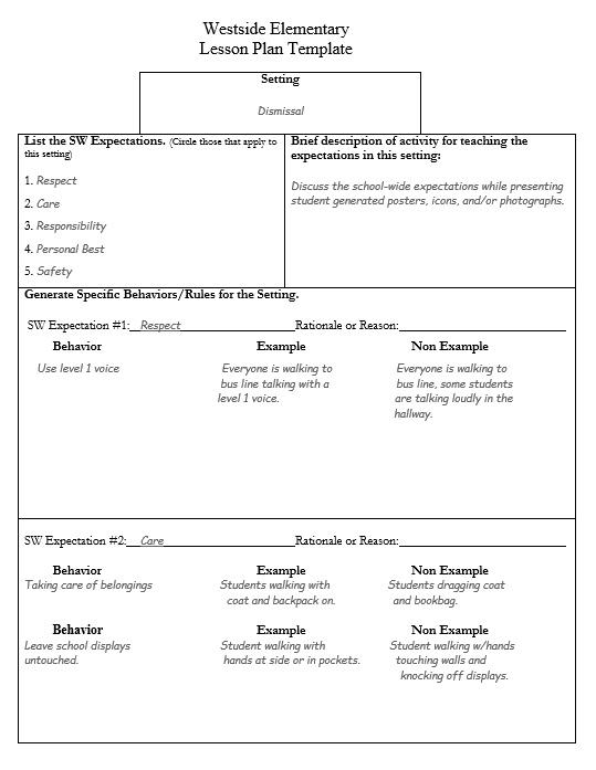 Elementary Lesson Plan Template