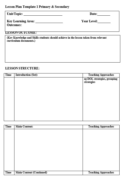 Plan for Primary and Secondary