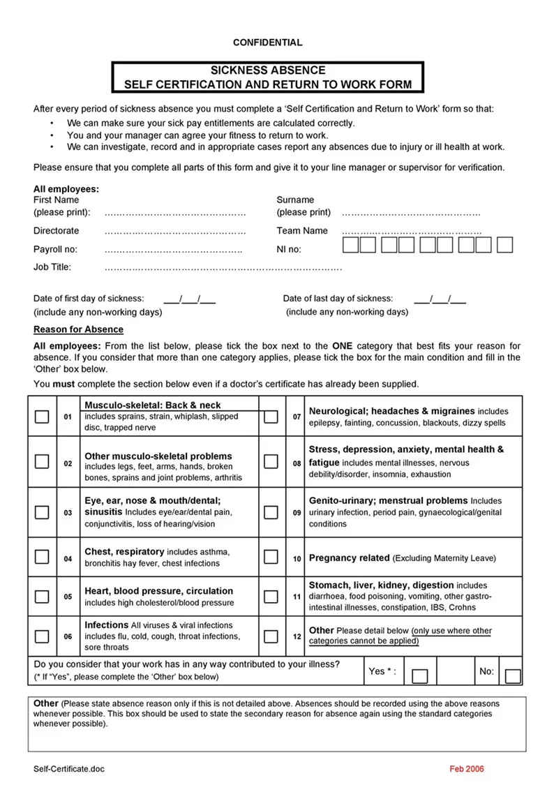 Return to Work Form 06