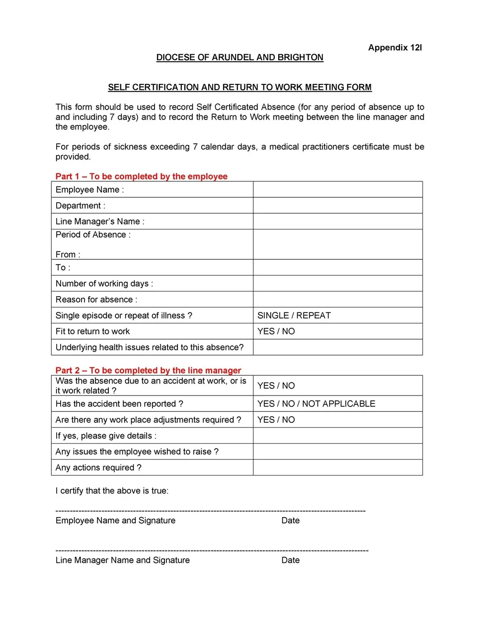 Return to Work Form 34