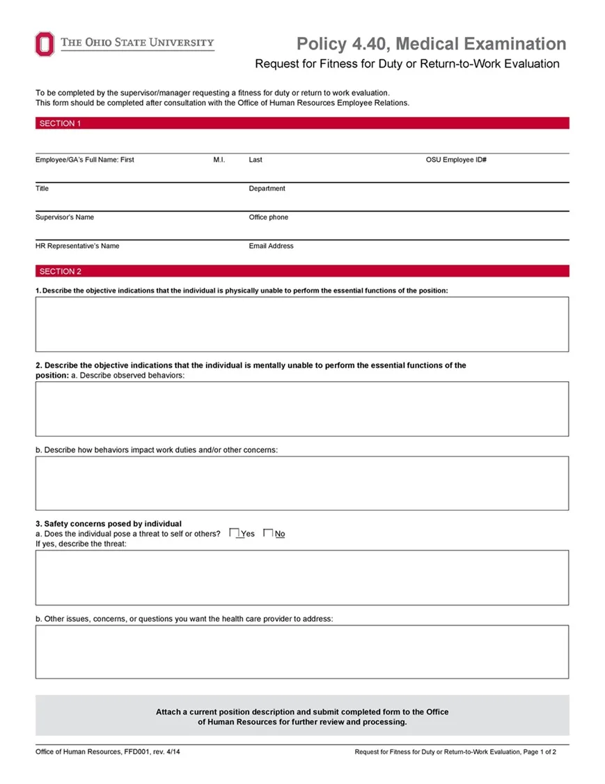Return to Work Form 40