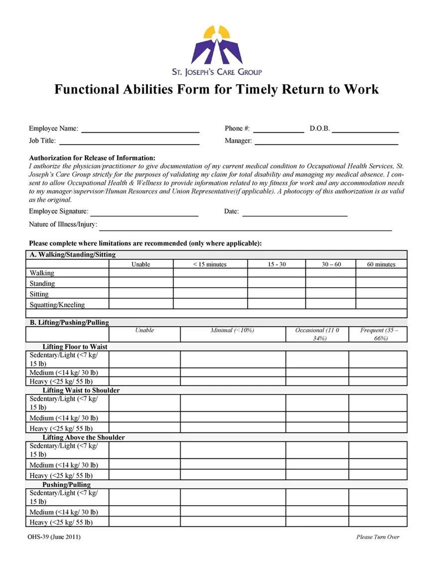Return to Work Form 47